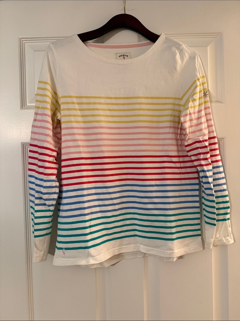 Joules Long Sleeve Rainbow Stripe Tee size 8